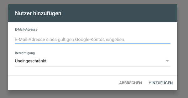 Einstellungen: Nutzer hinzufuegen